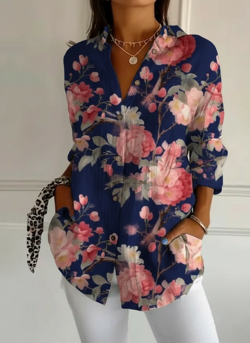 Blouse florale boutonnée