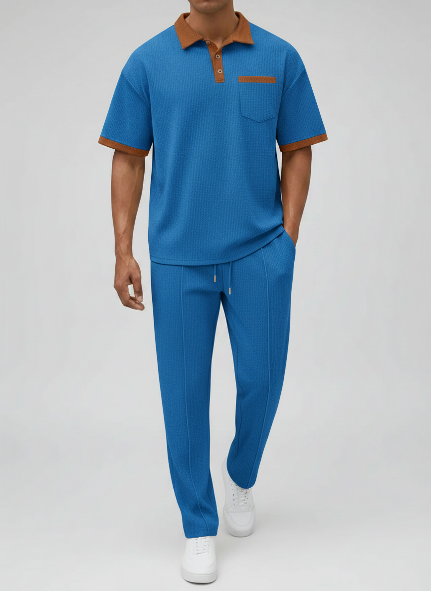 Ensemble polo col contrasté coupe ajustée