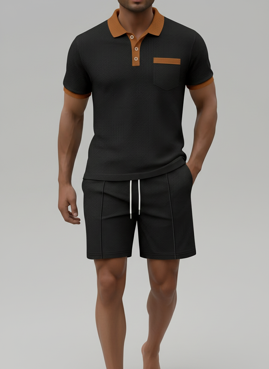 Ensemble polo col contrasté et short