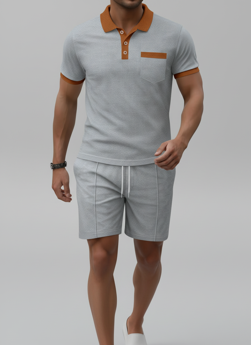 Ensemble polo col contrasté et short