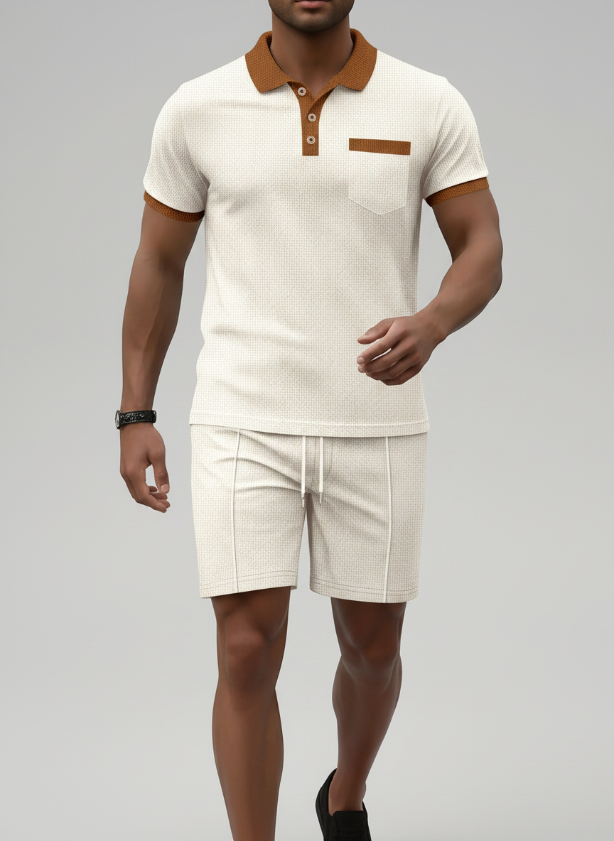 Ensemble polo col contrasté et short