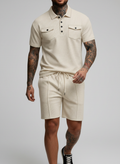 Ensemble polo texturé poches shorts