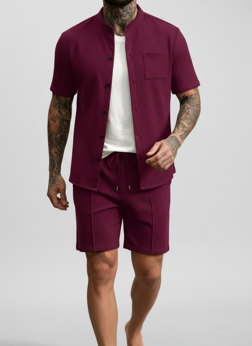 Ensemble chemise col montant short
