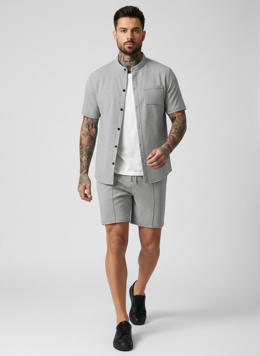 Ensemble chemise col montant short