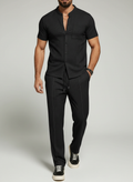Chemise courte col montant bouton