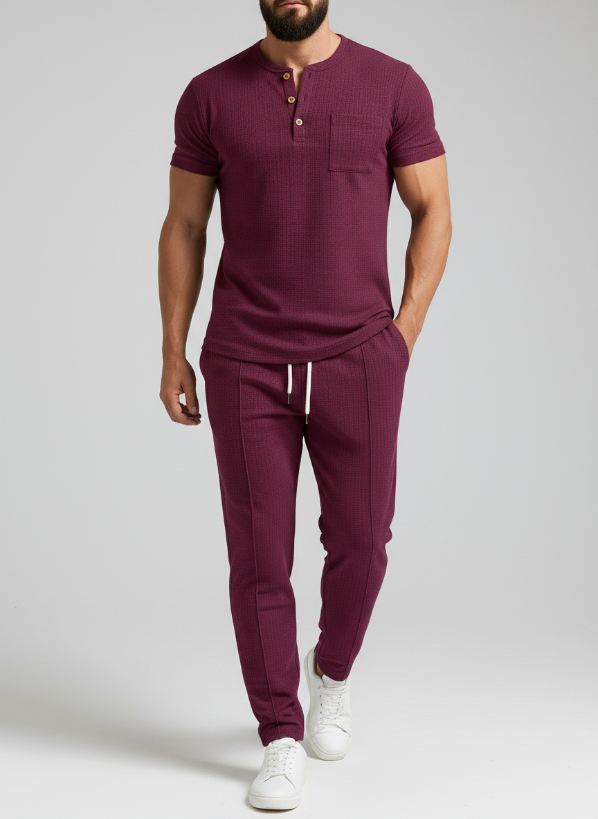 T-shirt Henley à manches courtes