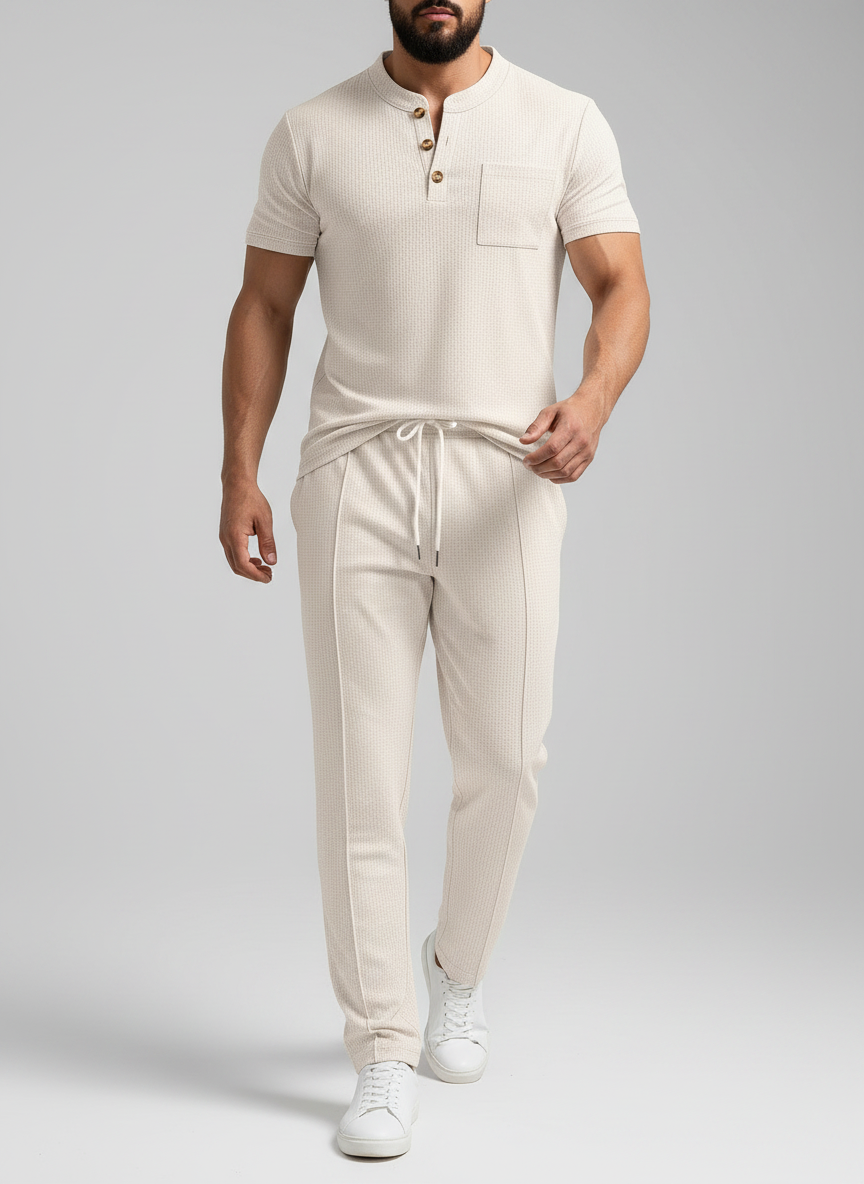 T-shirt Henley à manches courtes