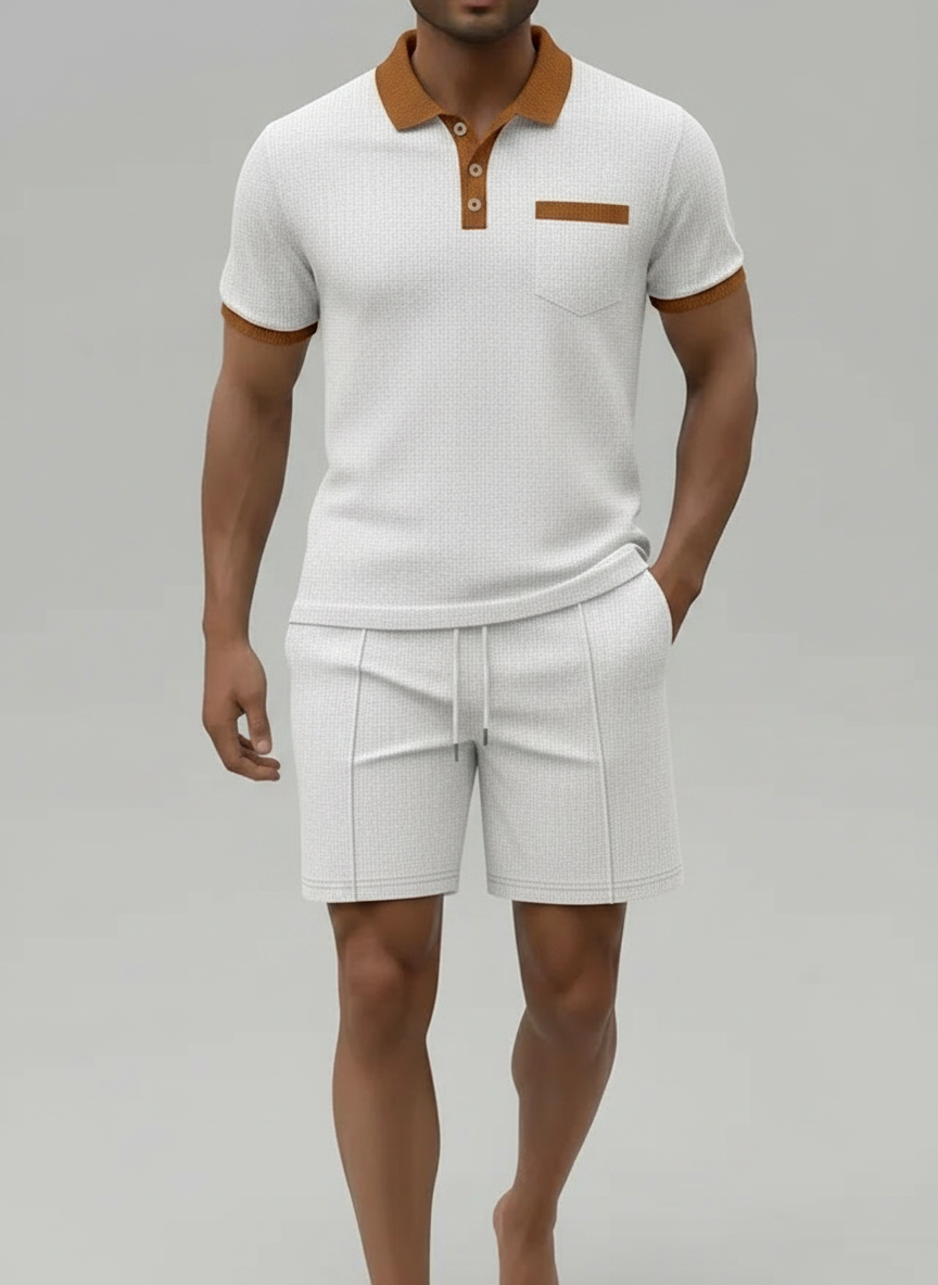 Ensemble polo col contrasté et short