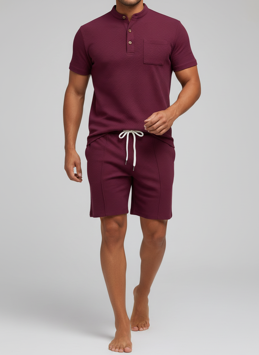 Ensemble t-shirt col montant boutonné