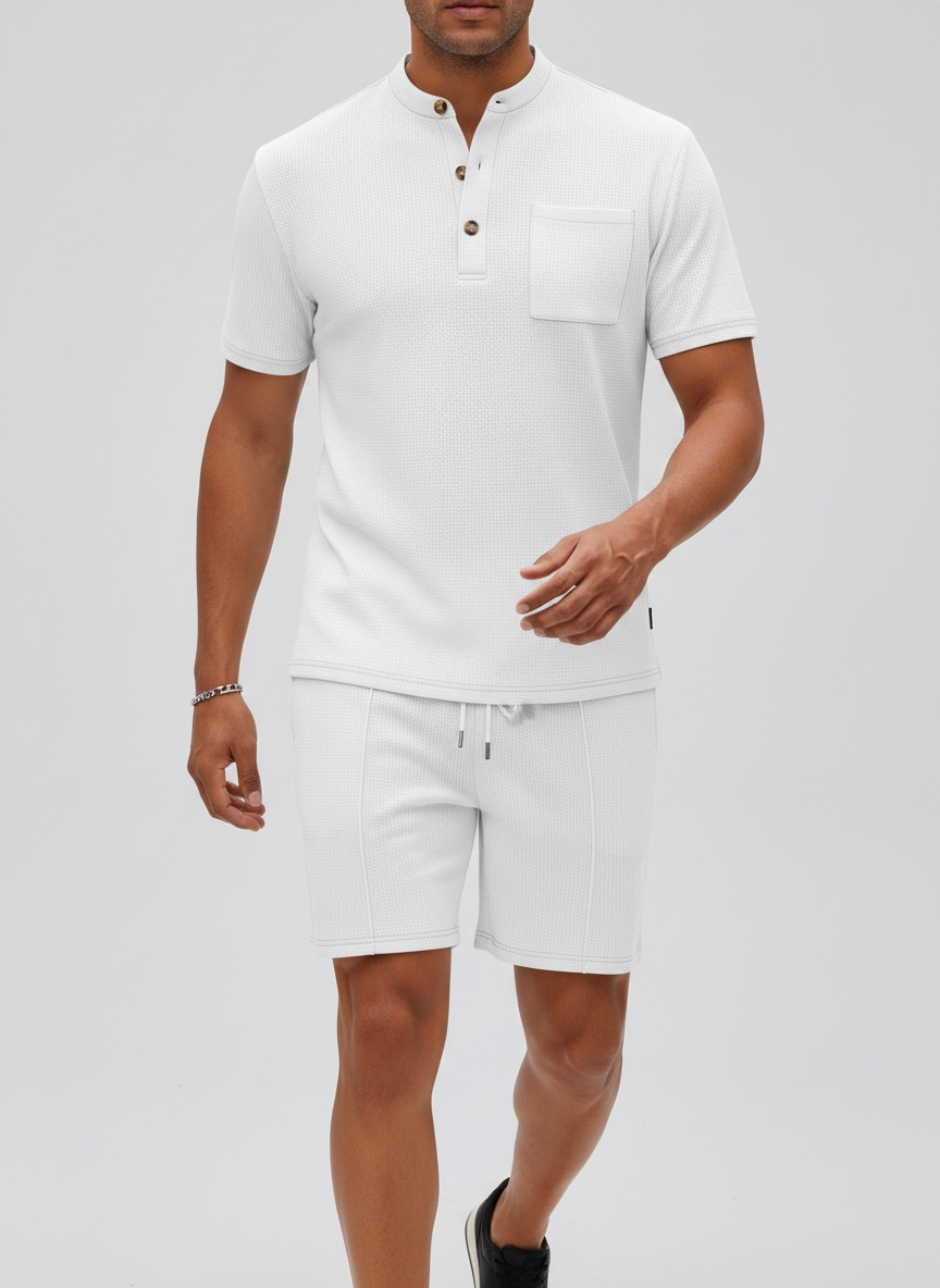 Ensemble t-shirt col montant boutonné