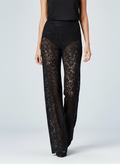 Pantalon Taille Haute en Dentelle Florale - Pantalon Élégant Coupe Ajustée