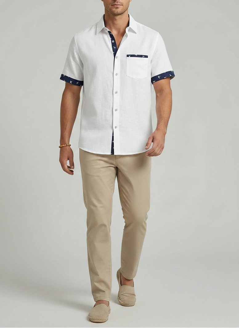Chemise à Manches Courtes Boutonnée - Haut Élégant Décontracté