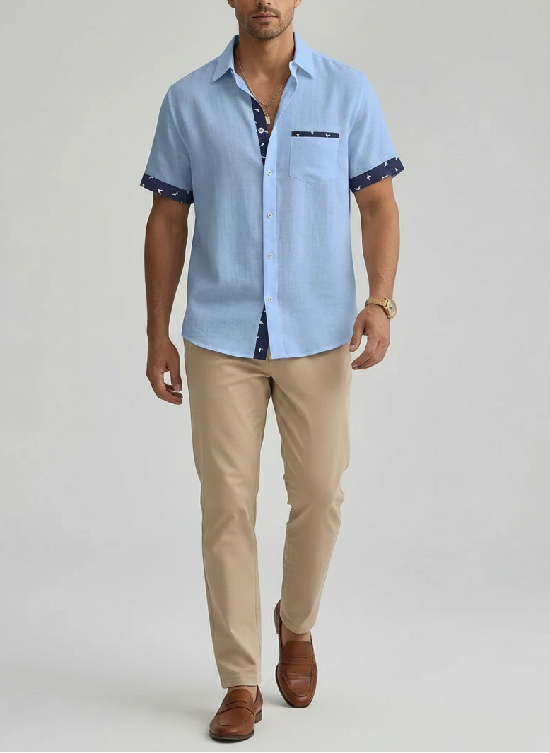 Chemise à Manches Courtes Boutonnée - Haut Élégant Décontracté