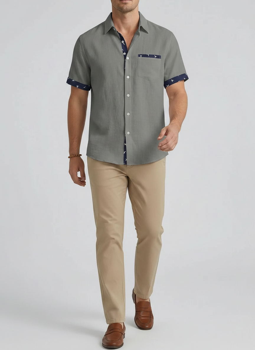 Chemise à Manches Courtes Boutonnée - Haut Élégant Décontracté