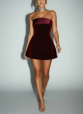 Robe Mini Bustier Évasée - Robe Élégante Coupe Trapèze