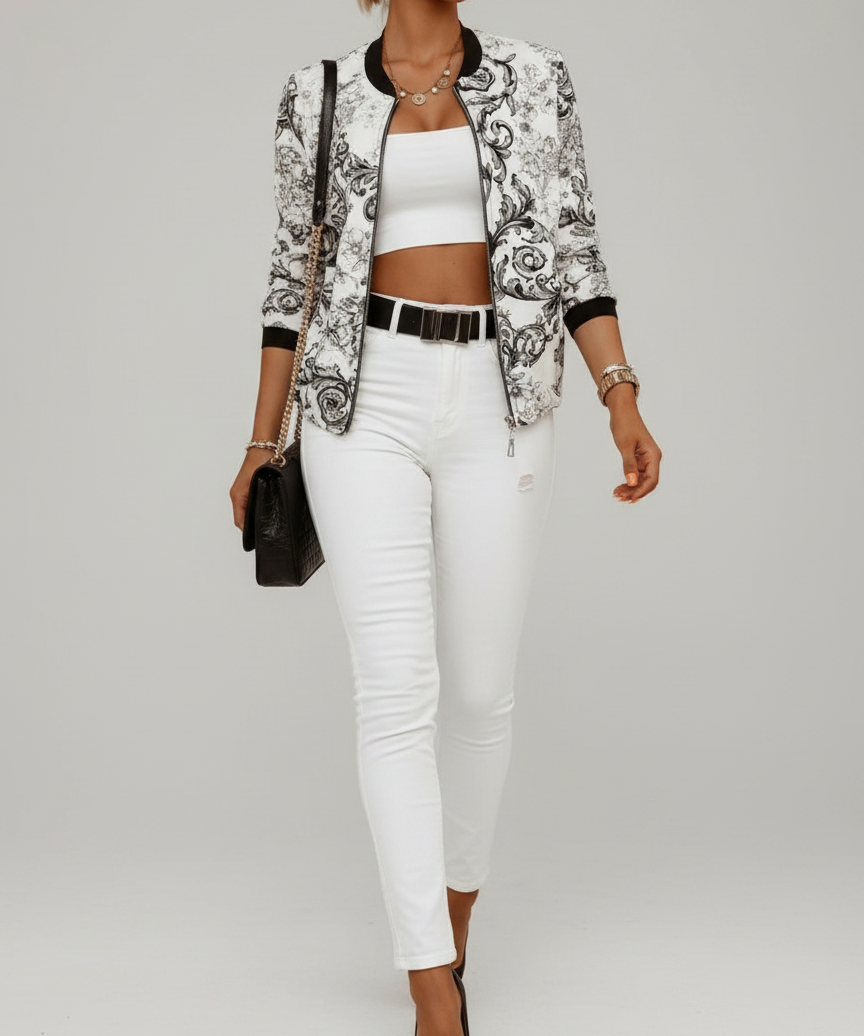 Veste Bomber Imprimé Floral - Style Tendance Élégant