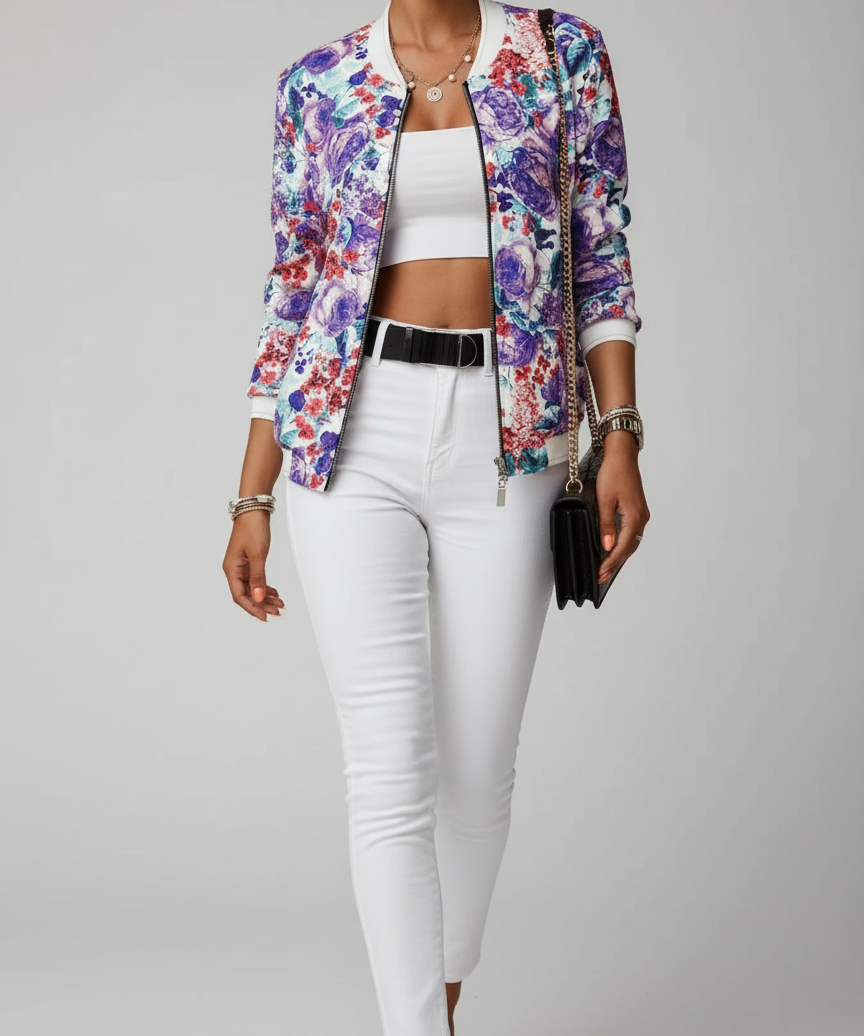 Veste Bomber Imprimé Floral - Style Tendance Élégant