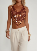 Top Court Crochet Pailleté - Style Chic Estival