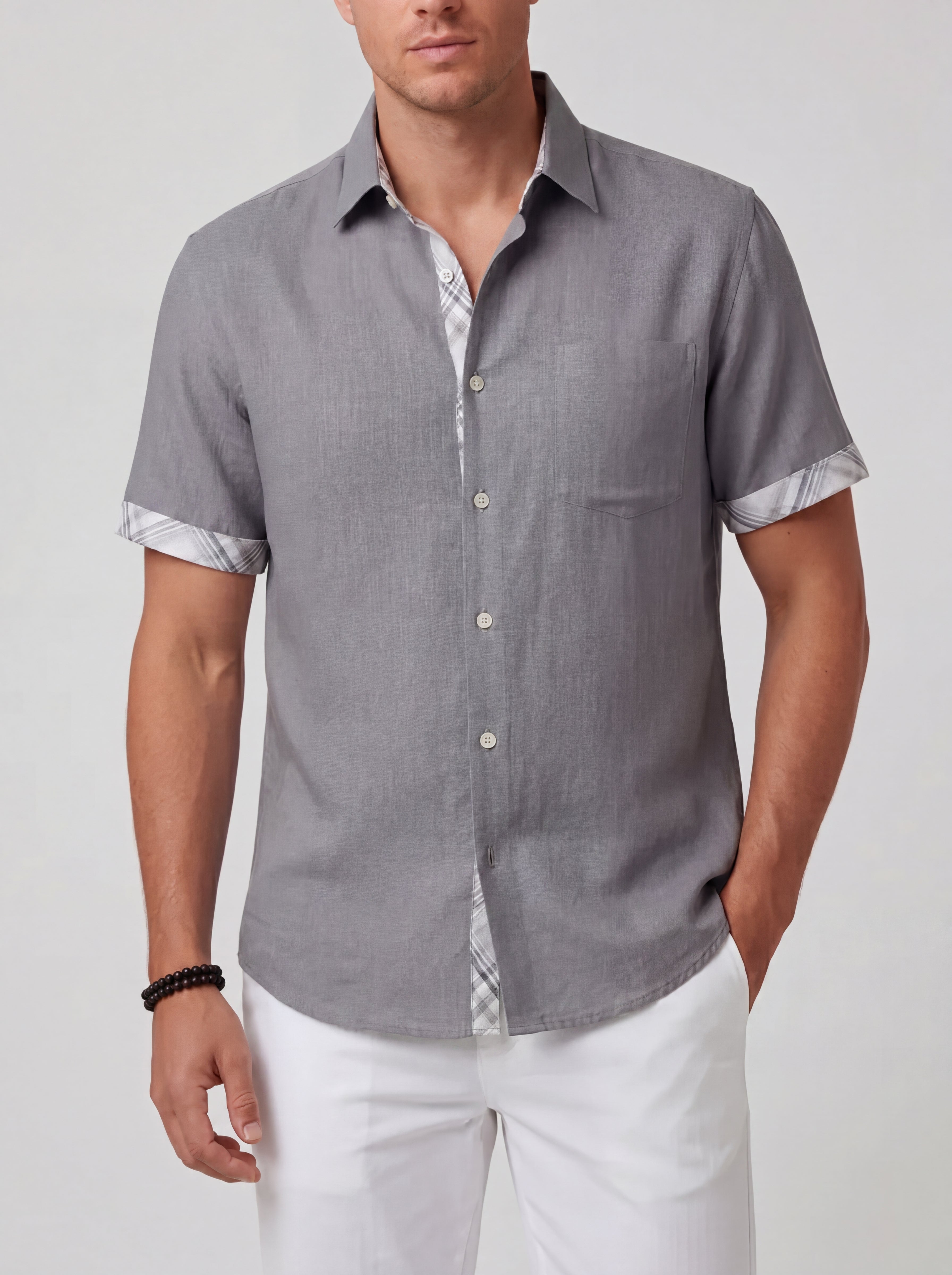 Chemise boutonnée manches courtes - Élégant essentiel léger pour été