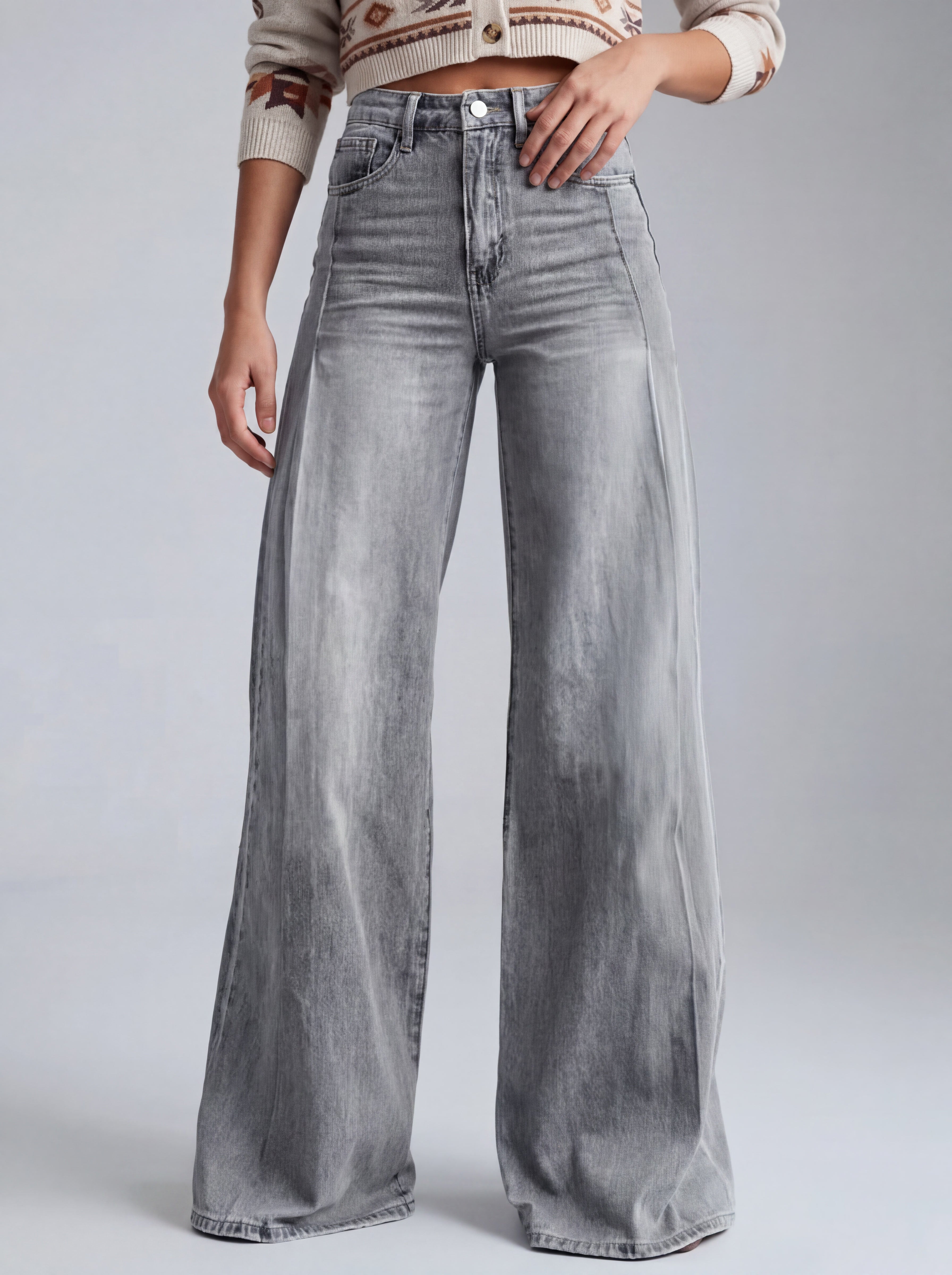 Pantalon large taille haute - Élégant fit fluide et moderne