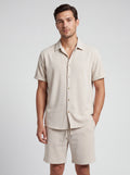 Ensemble texturé chemise & short manches courtes - Look estival coordonné élégant