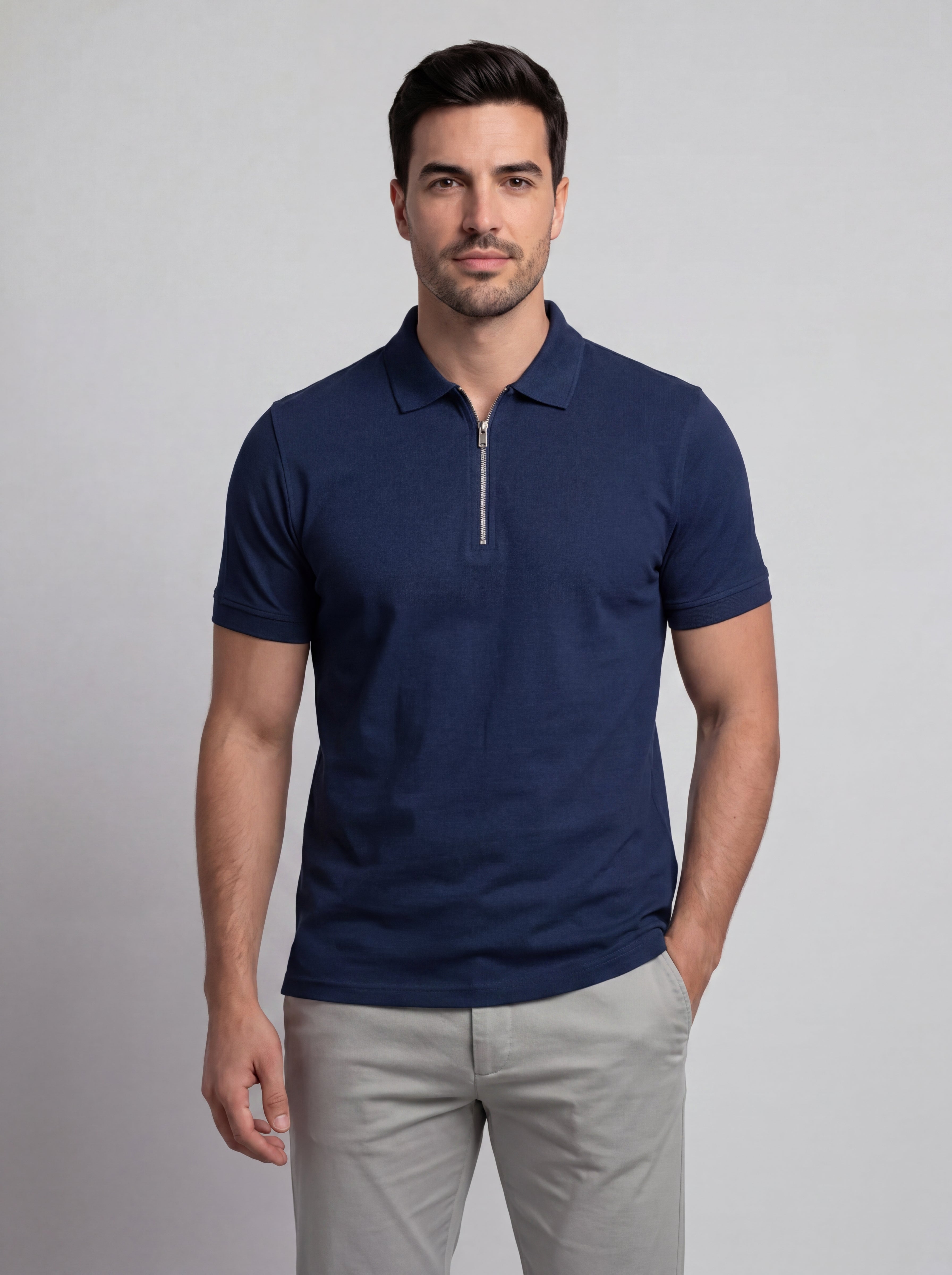Polo zippé manches courtes - Style sportif chic et moderne