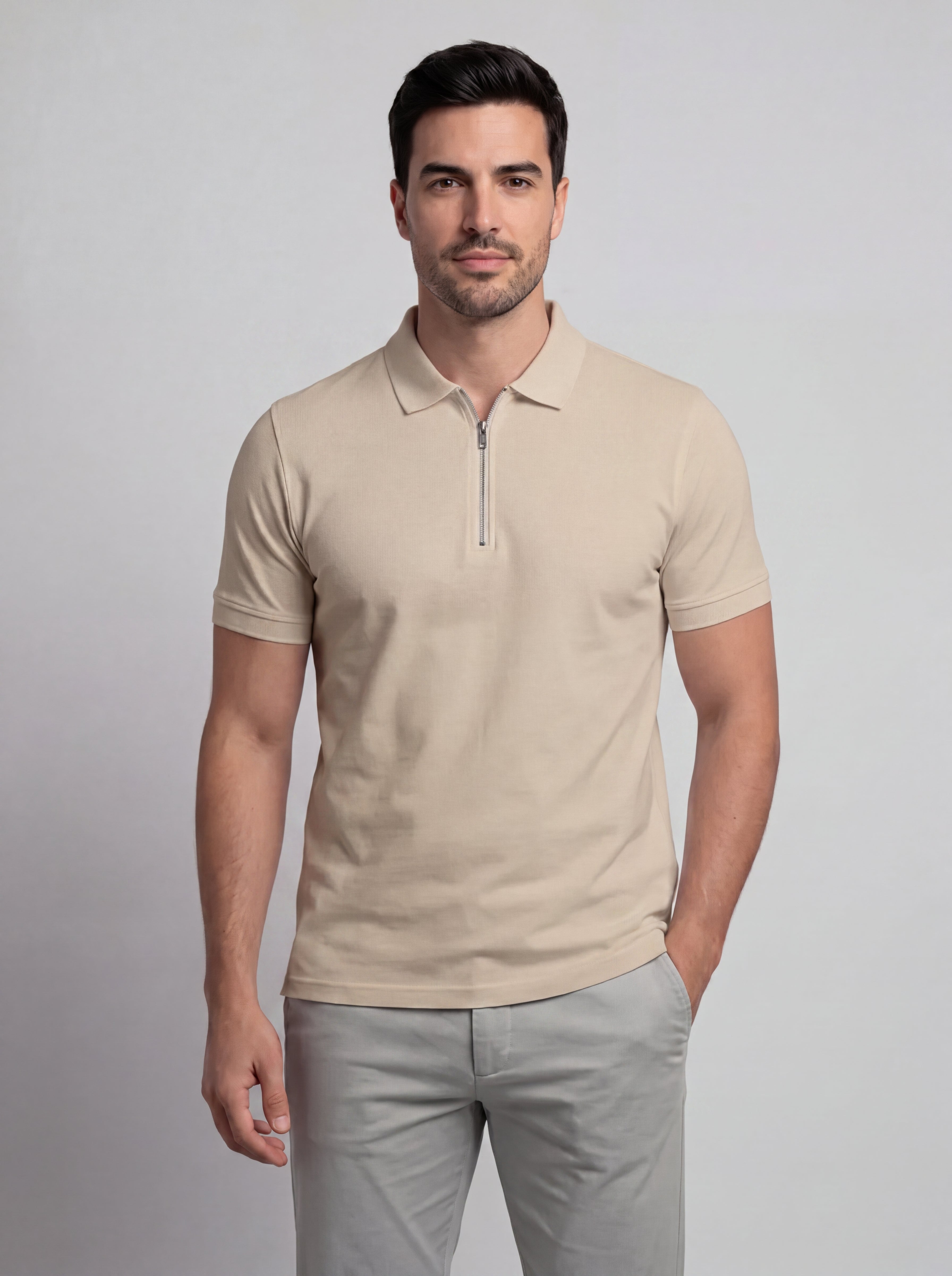 Polo zippé manches courtes - Style sportif chic et moderne