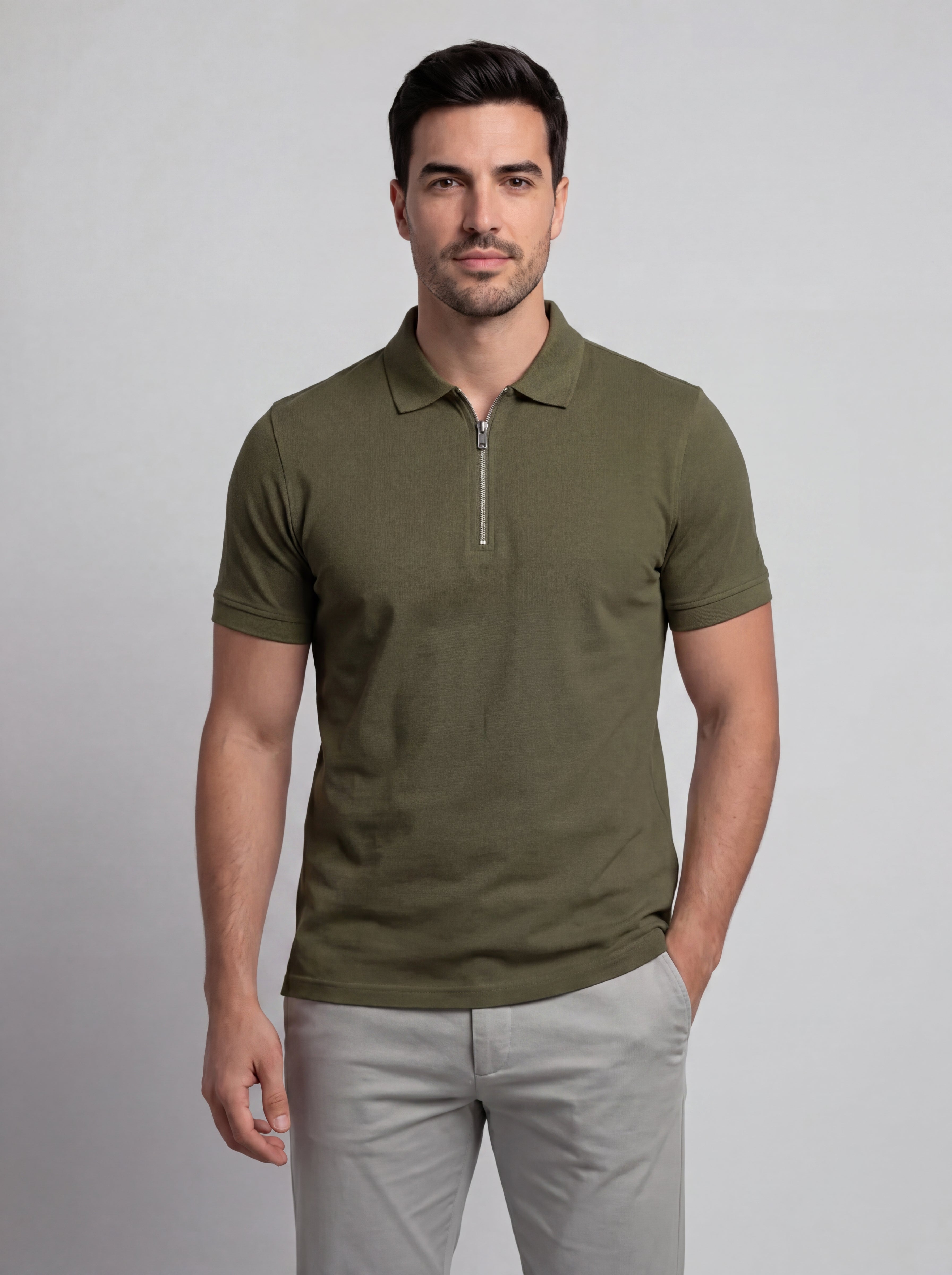 Polo zippé manches courtes - Style sportif chic et moderne