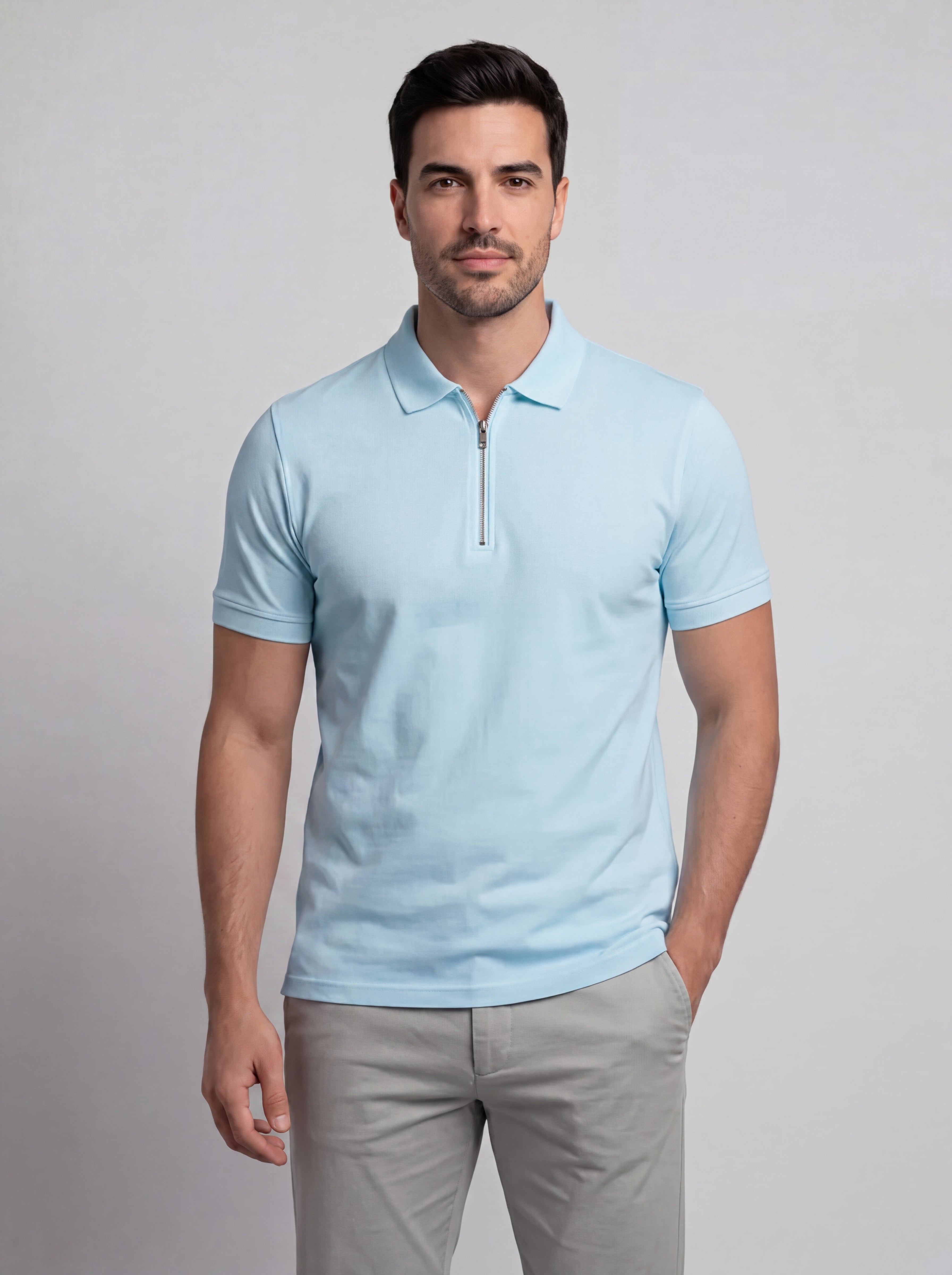 Polo zippé manches courtes - Style sportif chic et moderne