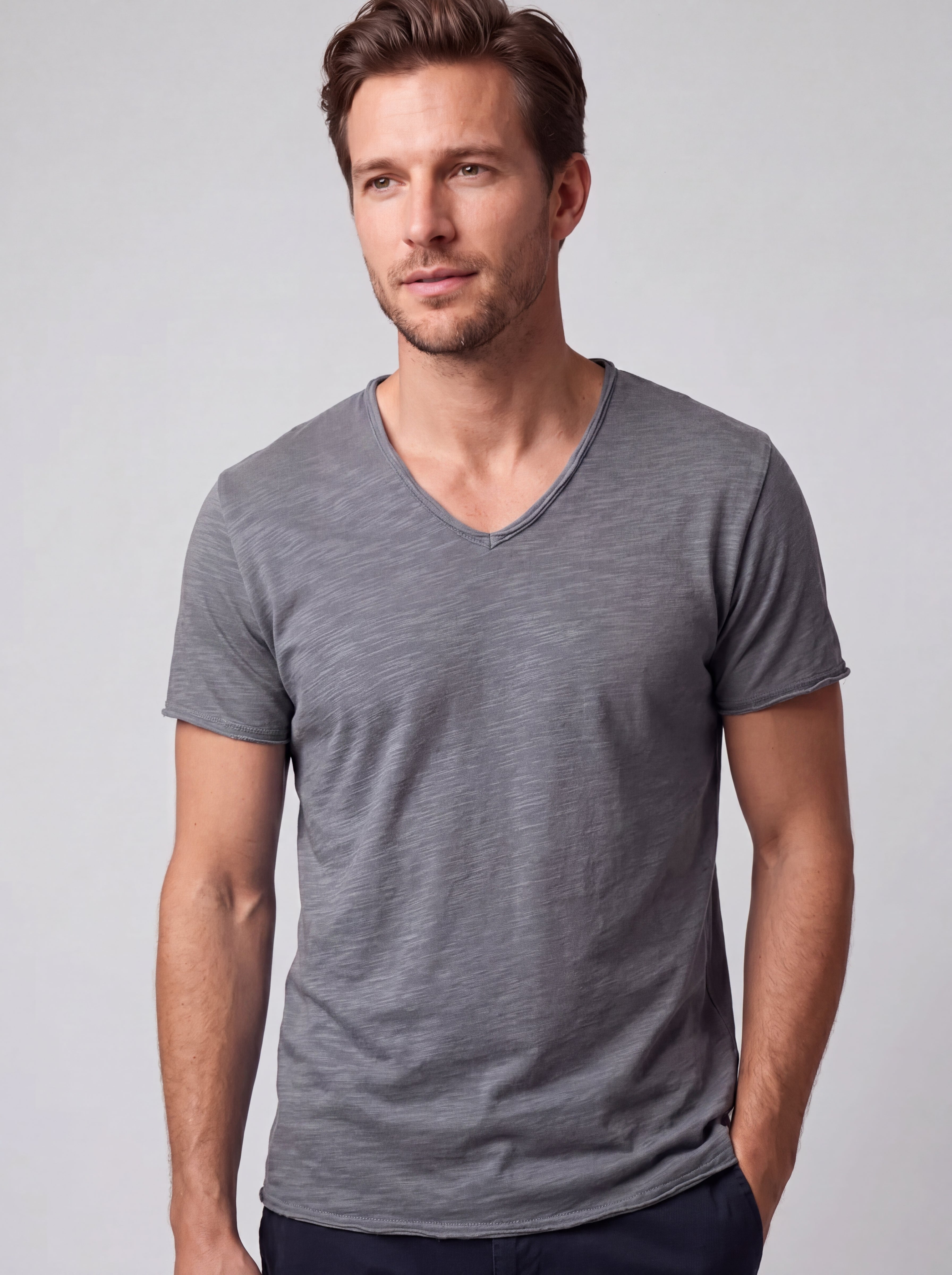 T-shirt Coupe Droite Col Rond - Style Classique Élégant