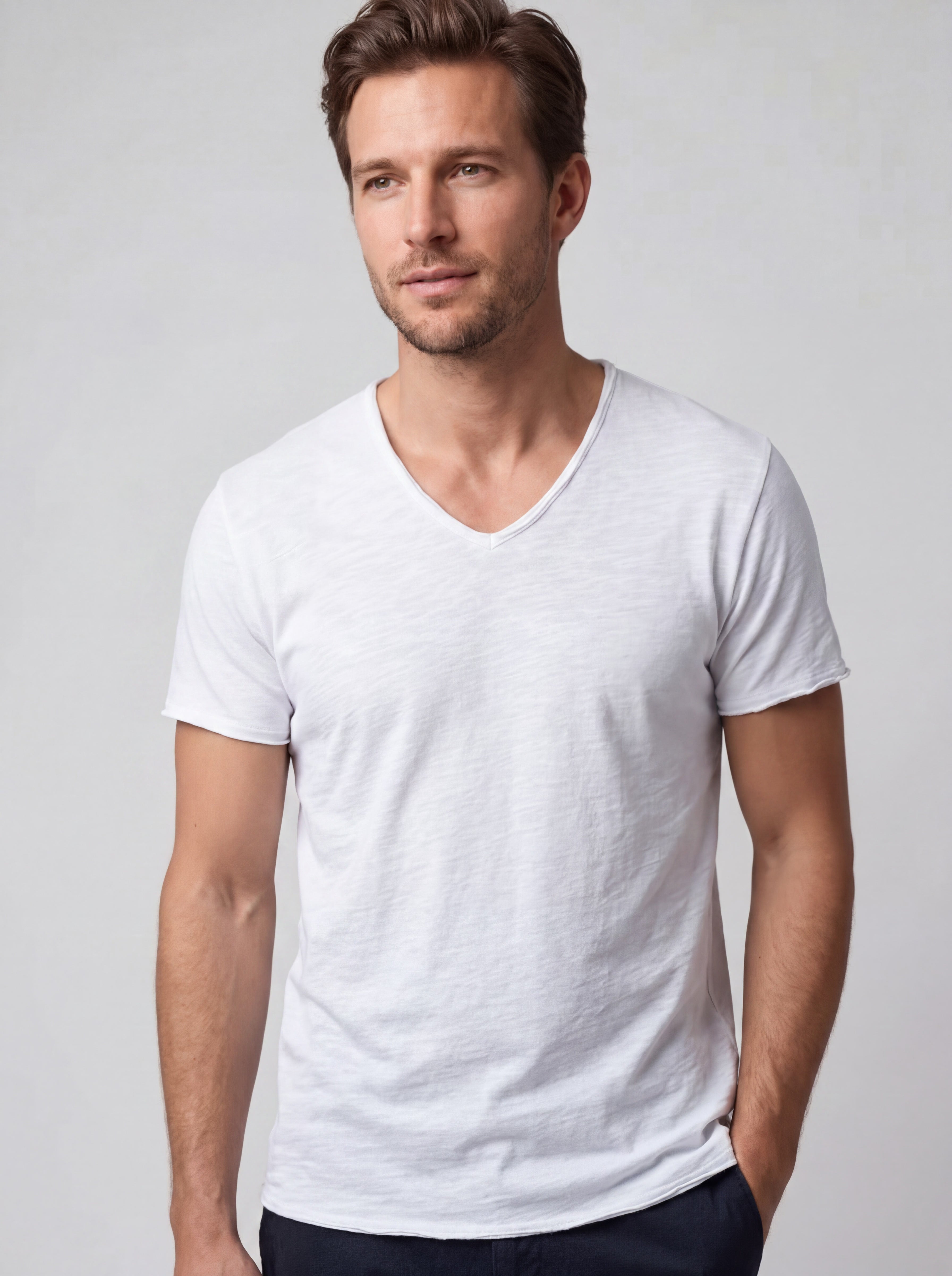 T-shirt Coupe Droite Col Rond - Style Classique Élégant