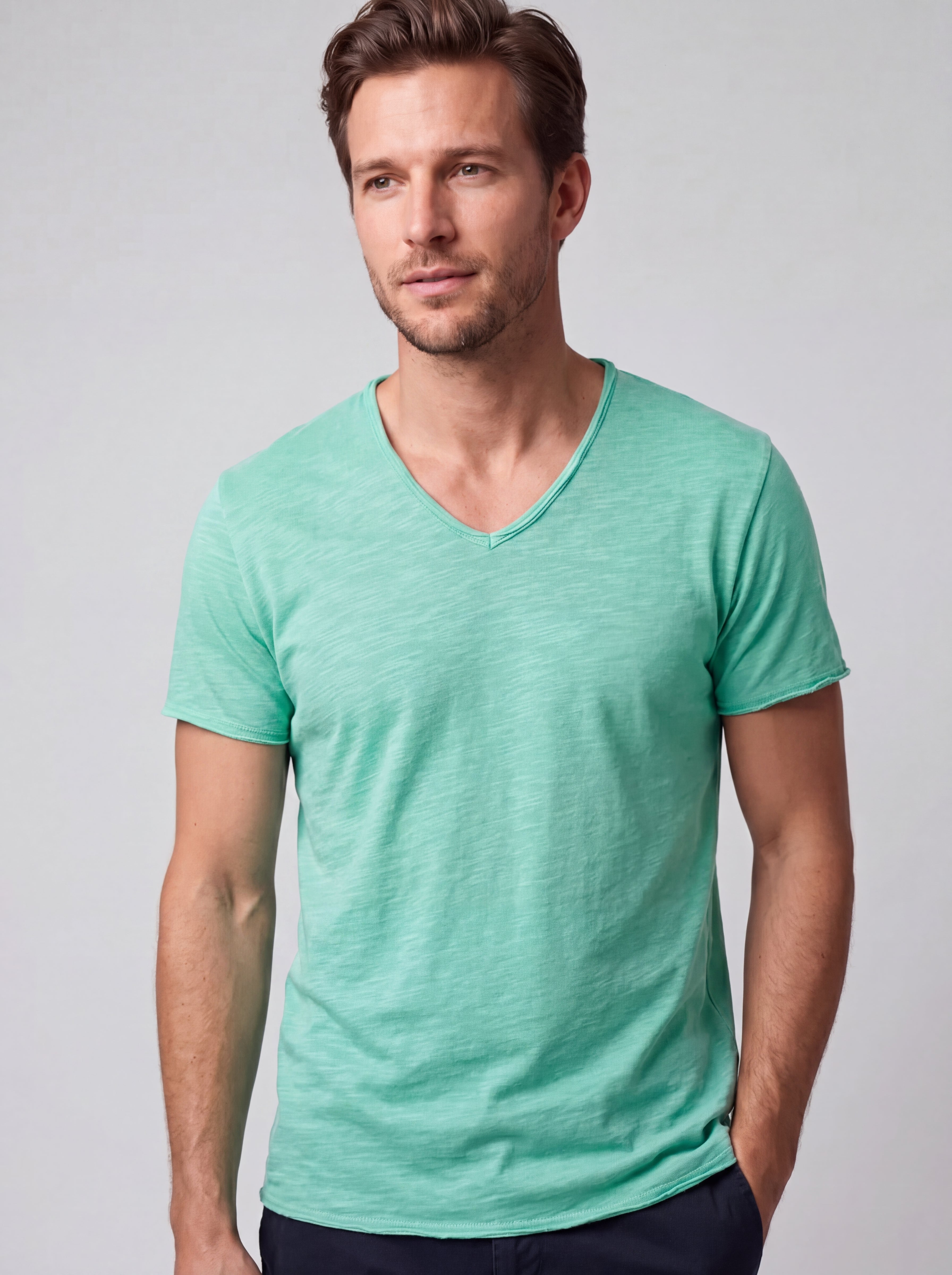 T-shirt Coupe Droite Col Rond - Style Classique Élégant