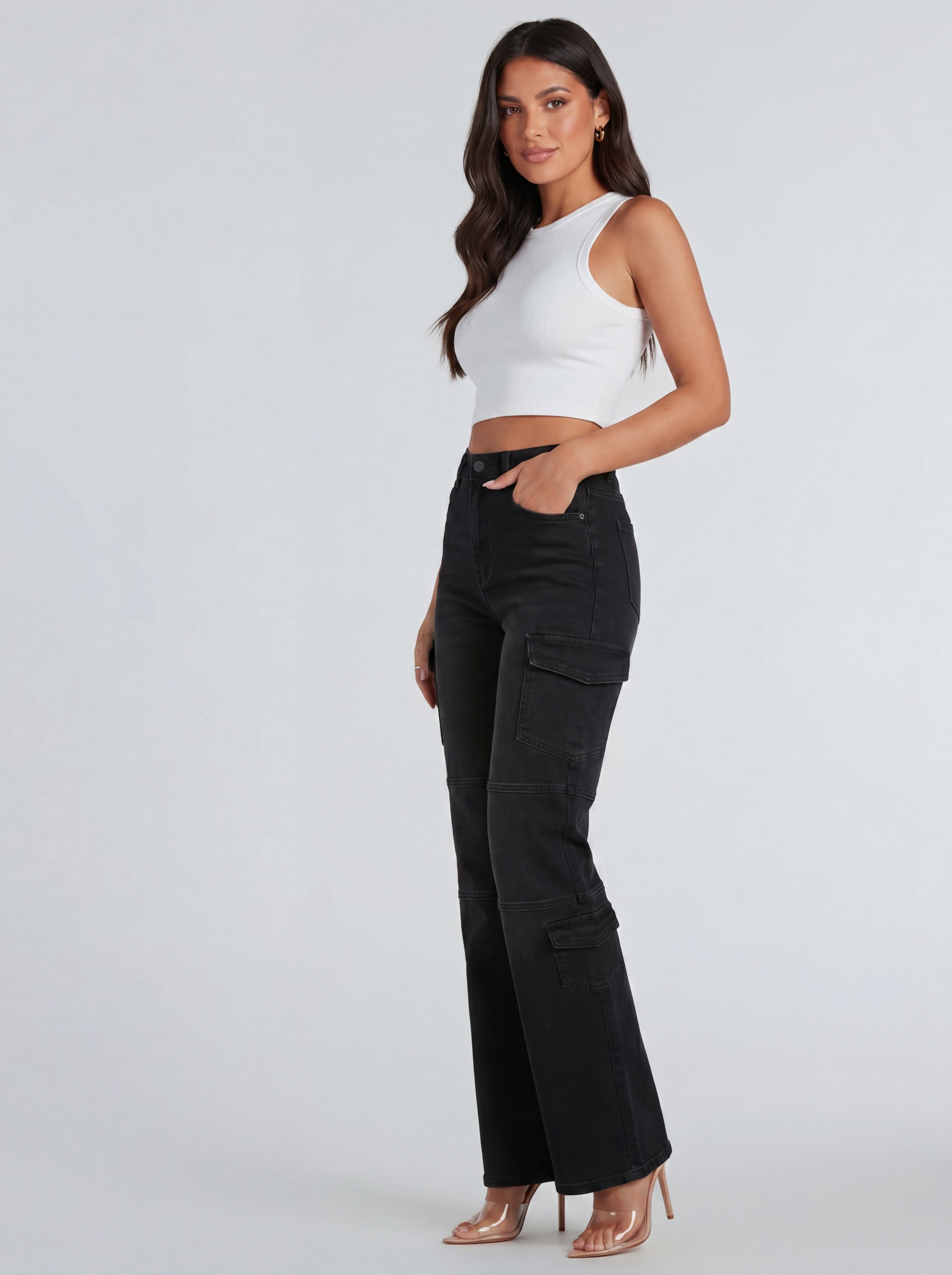 Pantalon Cargo Taille Haute Poches - Style Tendance Confort Élégant