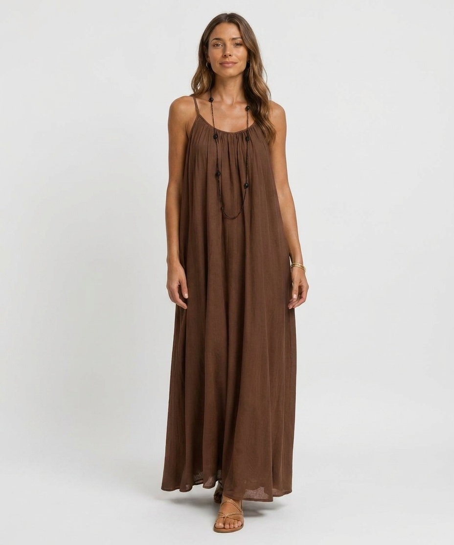 Robe Longue Sans Manches – Coupe Fluide Silhouette Maxi Pour le Quotidien