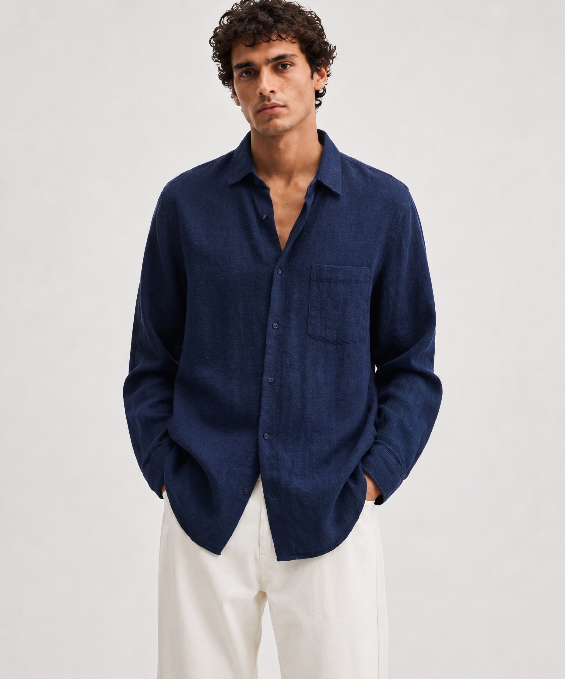 Chemise en Lin à Manches Longues – Tissu Respirant Coupe Classique Pour le Quotidien