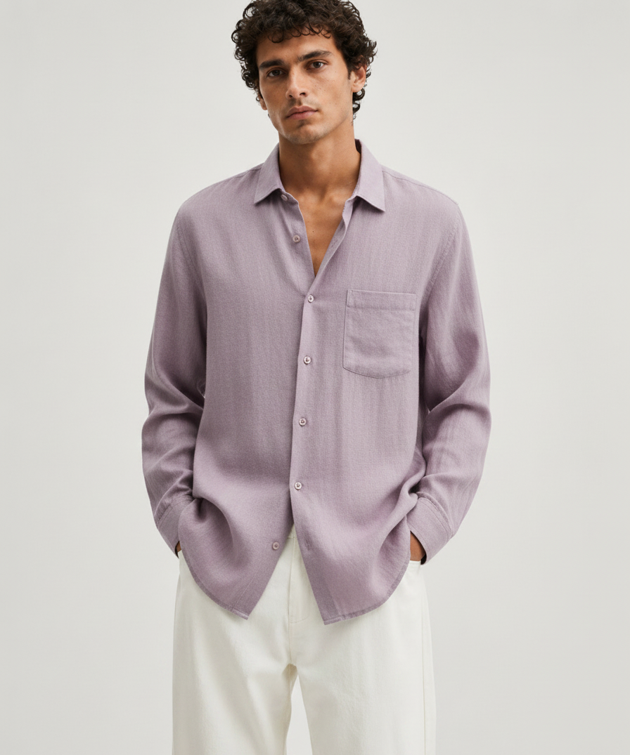 Chemise en Lin à Manches Longues – Tissu Respirant Coupe Classique Pour le Quotidien