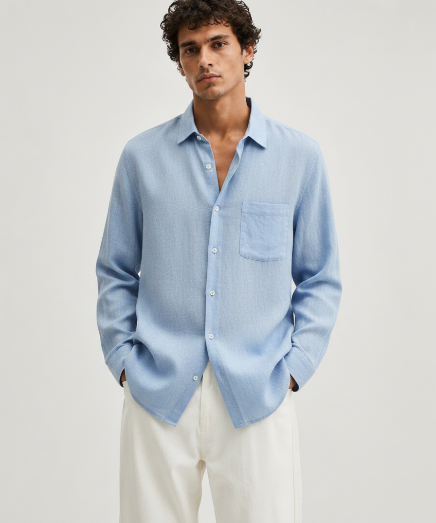Chemise en Lin à Manches Longues – Tissu Respirant Coupe Classique Pour le Quotidien