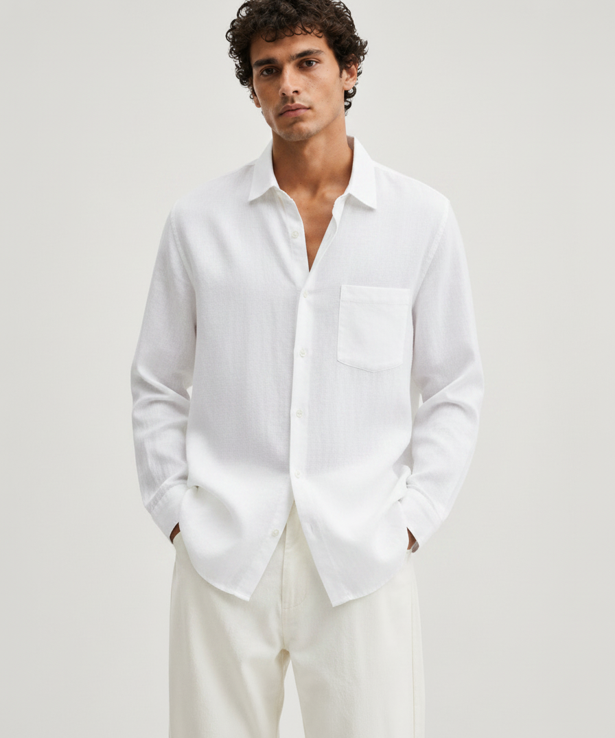 Chemise en Lin à Manches Longues – Tissu Respirant Coupe Classique Pour le Quotidien