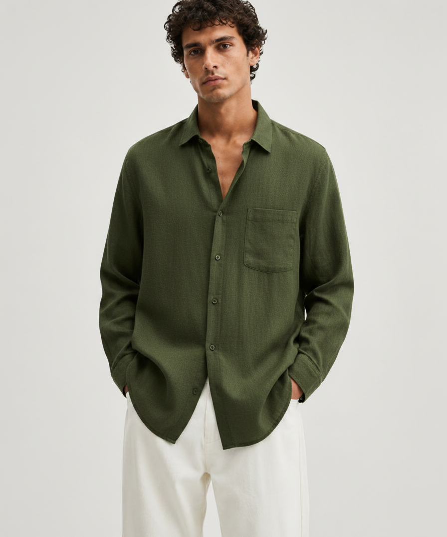 Chemise en Lin à Manches Longues – Tissu Respirant Coupe Classique Pour le Quotidien