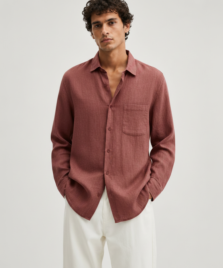 Chemise en Lin à Manches Longues – Tissu Respirant Coupe Classique Pour le Quotidien