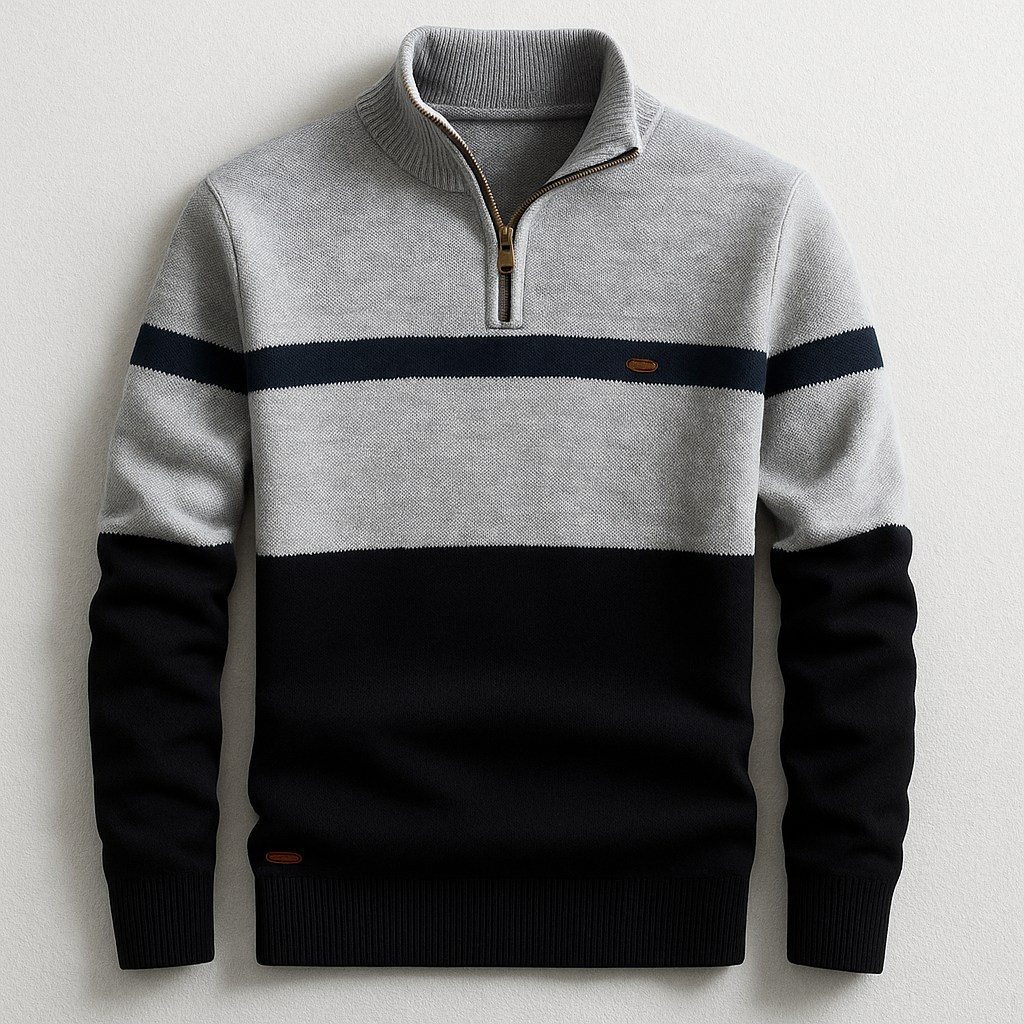 Pull ELSTON Heritage à Col Zippé pour Homme – Élégance Classique