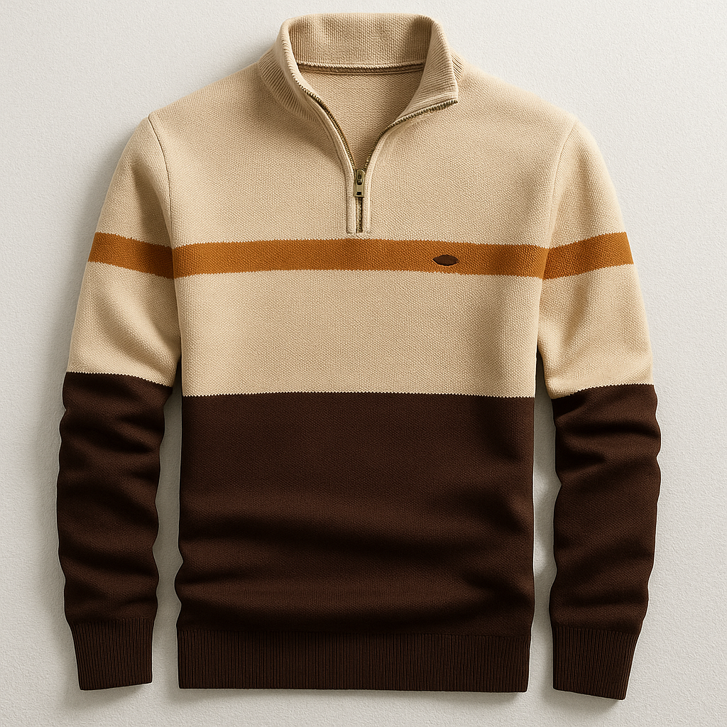 Pull ELSTON Heritage à Col Zippé pour Homme – Élégance Classique