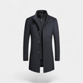 Manteau Mi-Long Homme en Laine avec Col Double Structuré