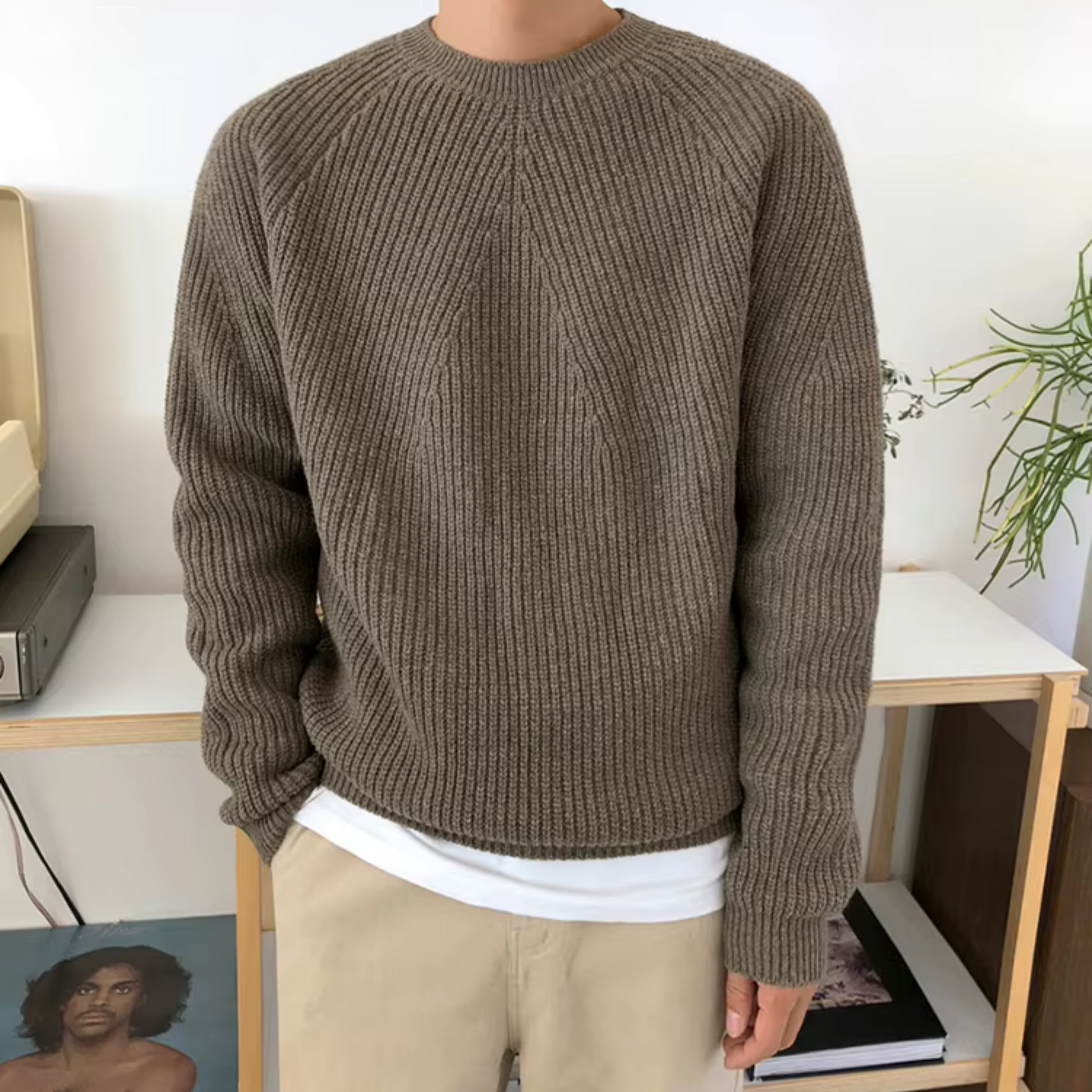 Pull en coton tricoté à coupe décontractée pour hommes