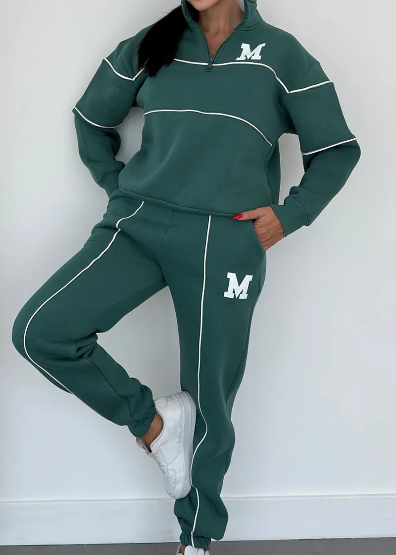 Ensemble de Survêtement Tendance pour Dames avec Sweat à Demi-Zip