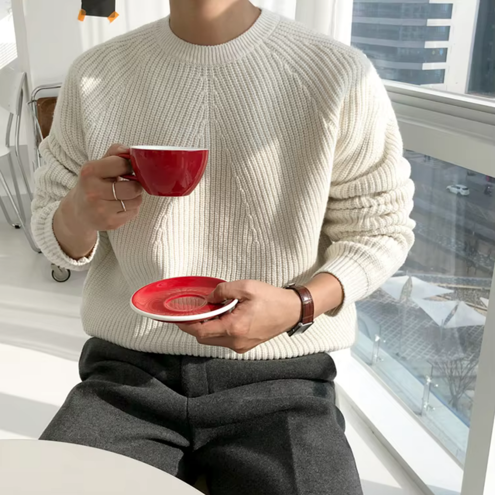 Pull en coton tricoté à coupe décontractée pour hommes