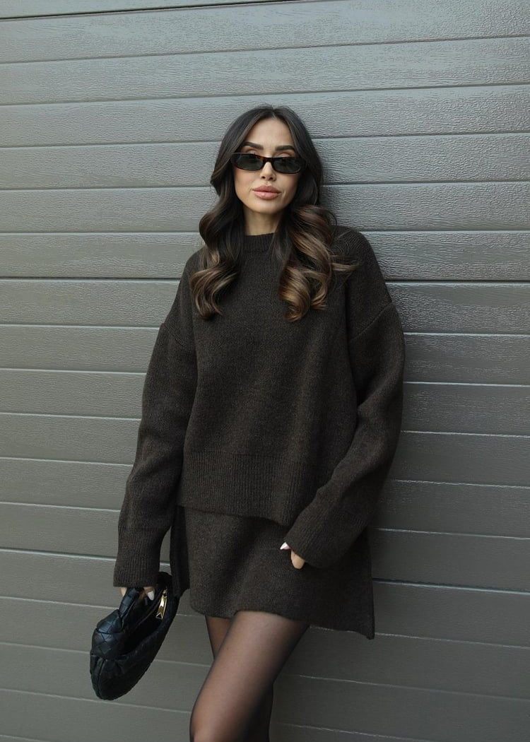 Ensemble Tricot Douillet 2 pièces - Pull Oversize & Jupe