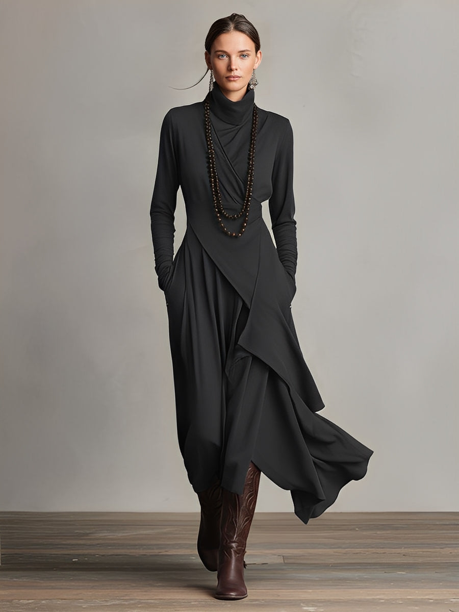 Robe Longue Drapée & Coupe Asymétrique Violette