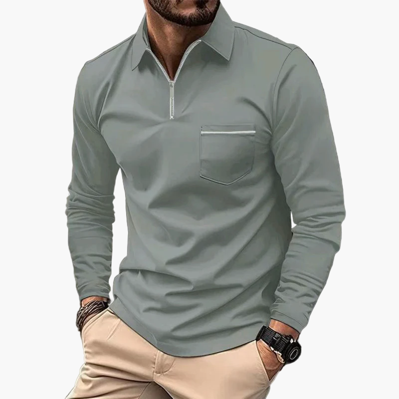 Polo à manches longues pour hommes avec poche poitrine