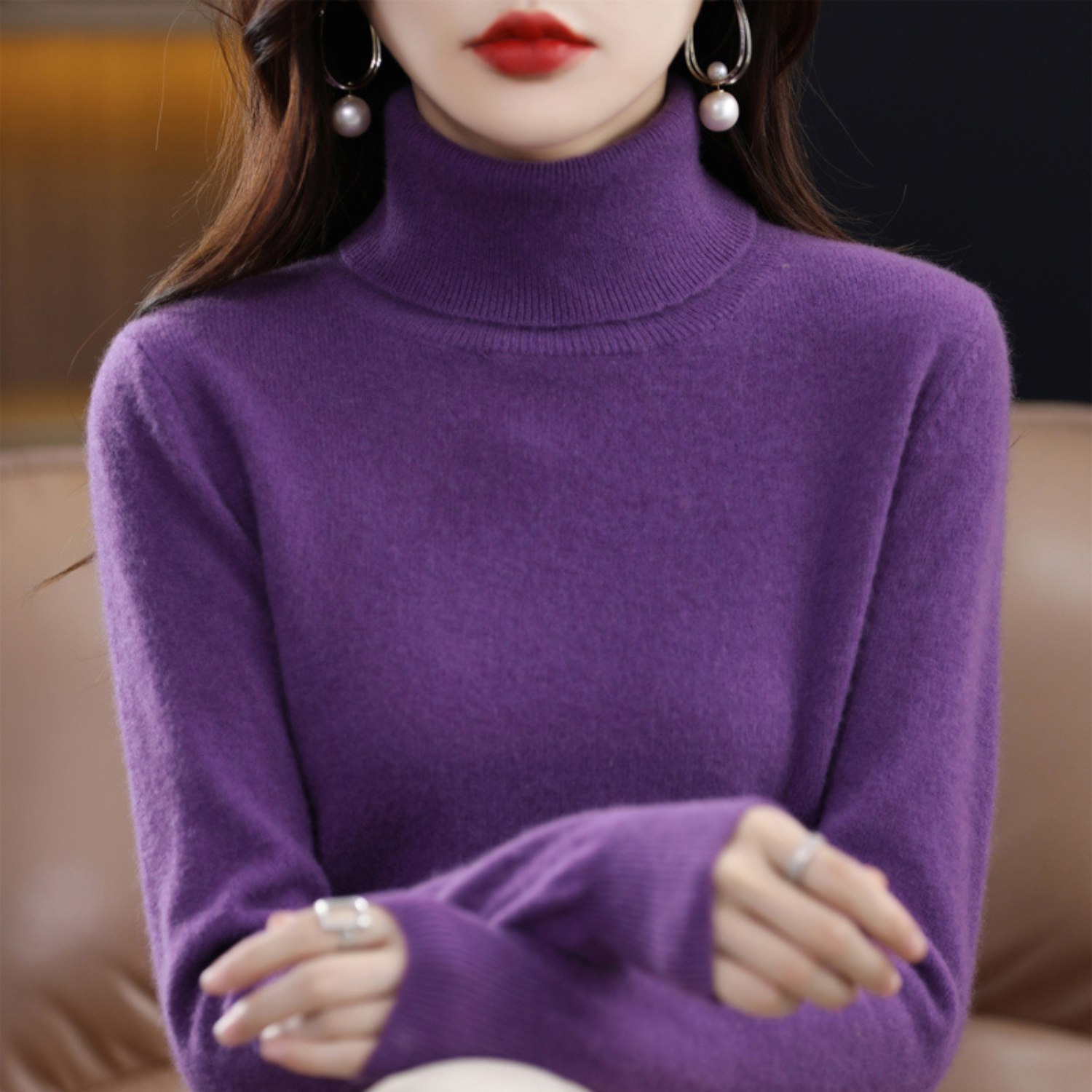 Pull à Col Roulé en Cachemire de Luxe pour Femme